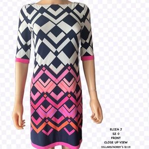 ELIZA J SZ 0 GEO. PRINT SHIFT DRESS BNWOT